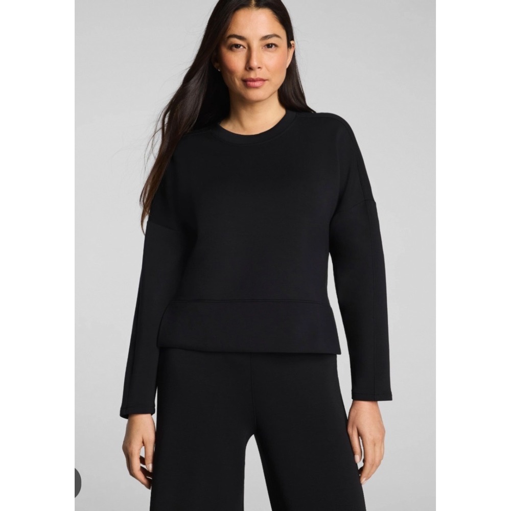 SPANX AirEssentials Crewneck Sweatshirt Very Black 50347R Relaxed Pullover S